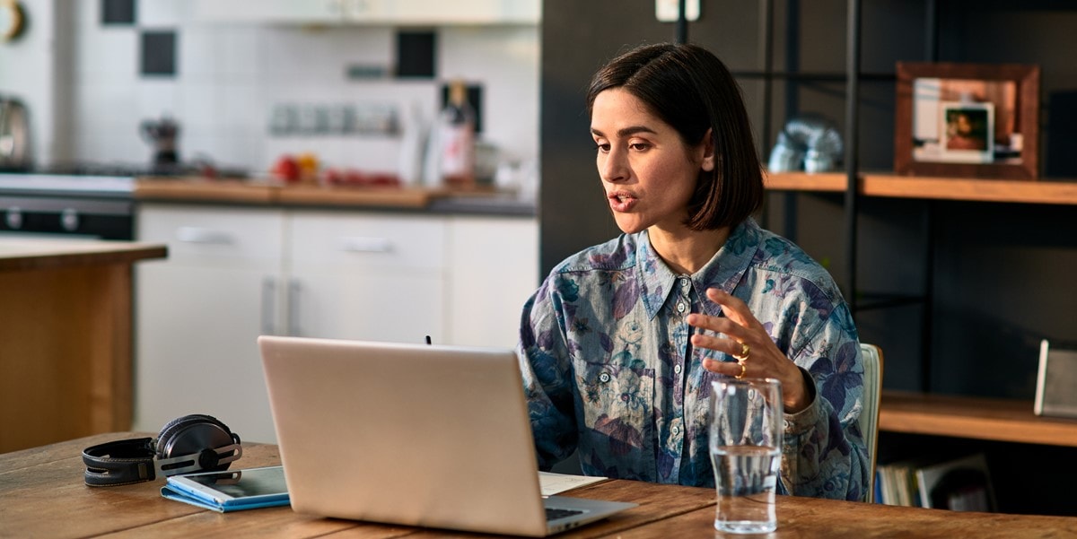 woman working at desk from home